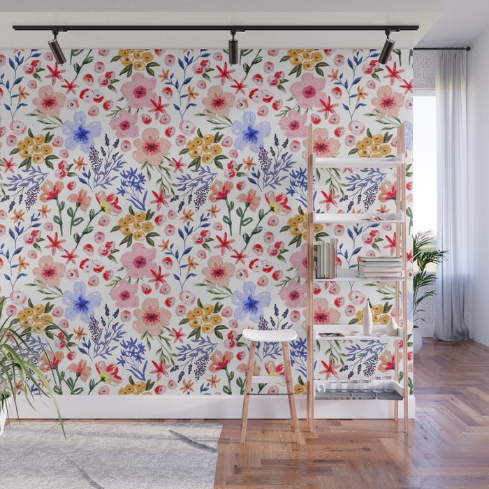 Simple colorful flowery meadow Wall Mural Gallery Image 1