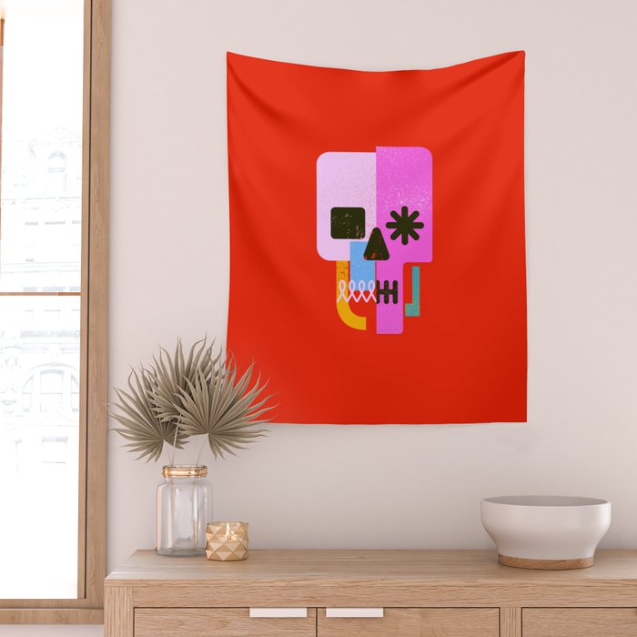 Encrypted Skull Wall Tapestry Gallery Image 2