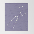 Taurus Zodiac Star Constellation Line Art Lavender Purple Throw Blanket Gallery Image 2