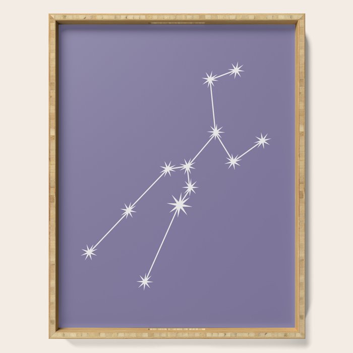 Taurus Zodiac Star Constellation Line Art Lavender Purple Serving Tray Gallery Image 1