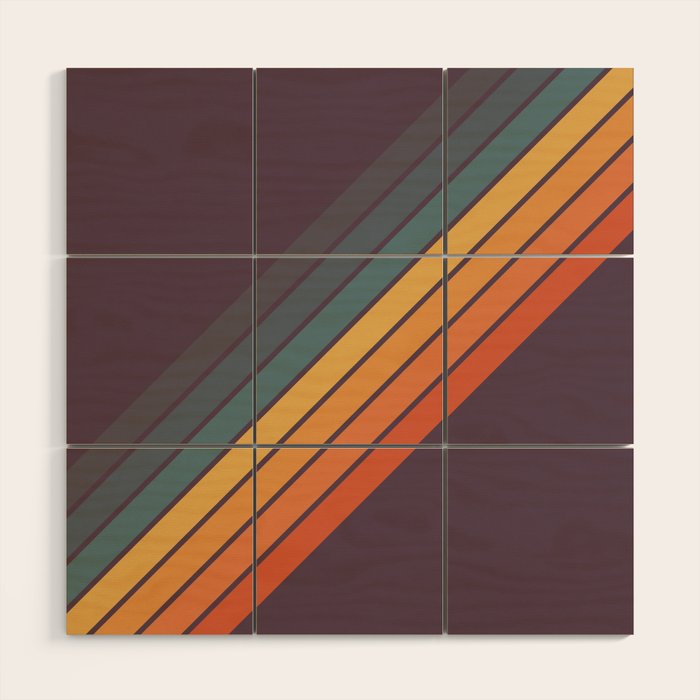 Classic 70s Style Retro Stripes - Dalana Wood Wall Art Gallery Image 1