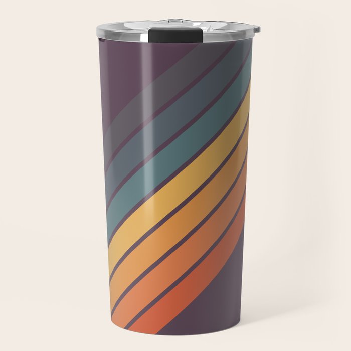 Classic 70s Style Retro Stripes - Dalana Travel Mug Gallery Image 1