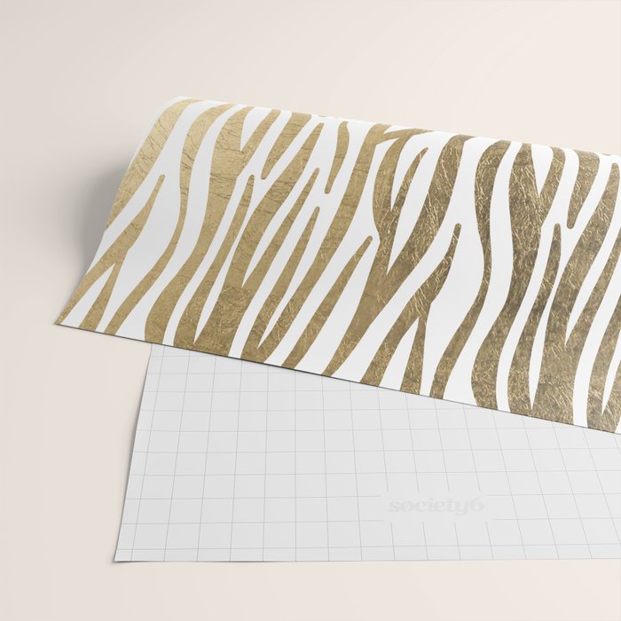 Chic faux gold white modern zebra animal print pattern Wrapping Paper Gallery Image 2