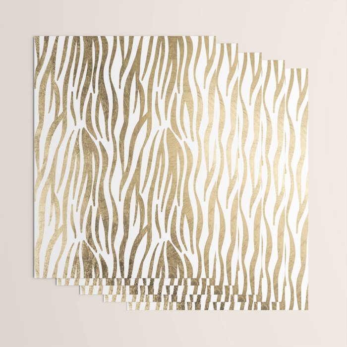 Chic faux gold white modern zebra animal print pattern Wrapping Paper Gallery Image 3