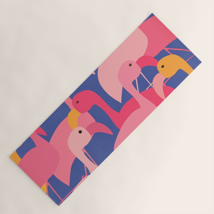Flamingo Party / Whimsical Bird Illustration Yoga Mat Gallery Image 1