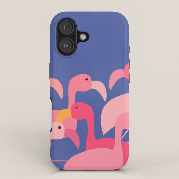 Flamingo Party / Whimsical Bird Illustration iPhone Case Gallery Image 1