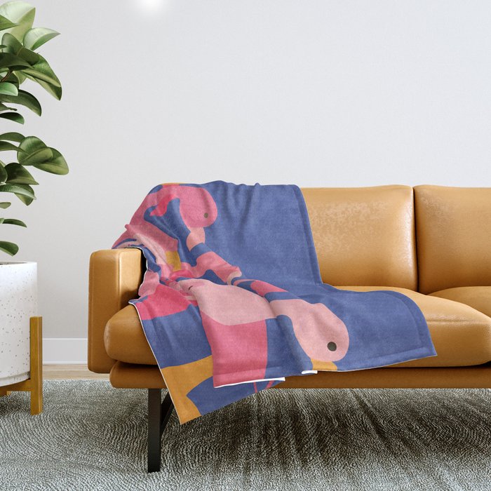 Flamingo Party / Whimsical Bird Illustration Throw Blanket Gallery Image 1