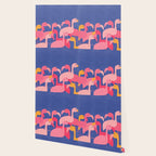 Flamingo Party / Whimsical Bird Illustration Wallpaper Gallery Image 2