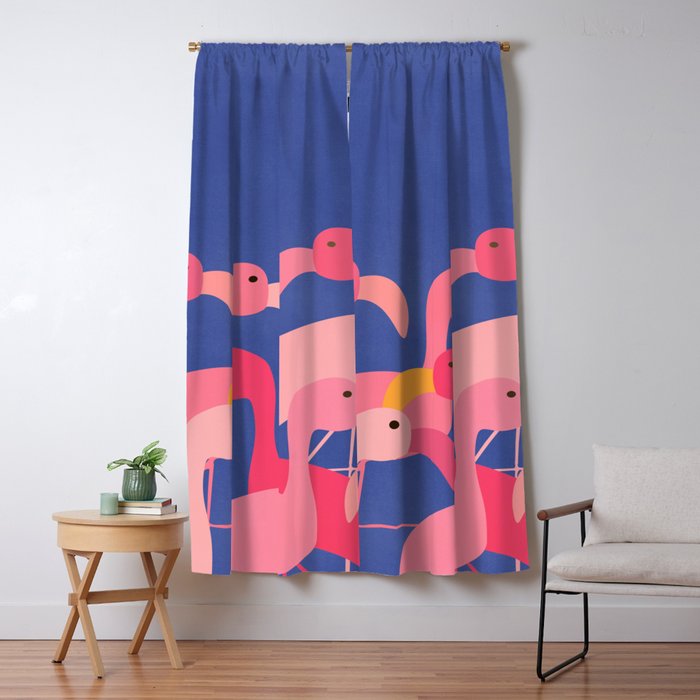 Flamingo Party / Whimsical Bird Illustration Window Curtain Gallery Image 5