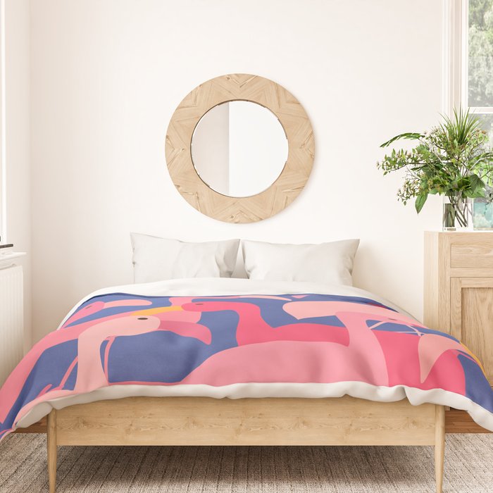 Flamingo Party / Whimsical Bird Illustration Duvet Cover Gallery Image 3