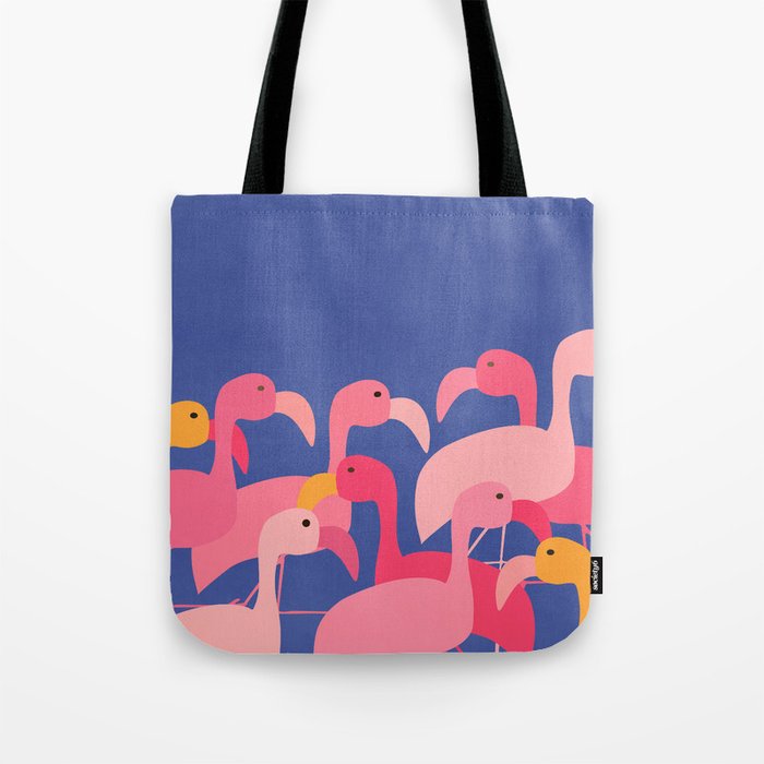 Flamingo Party / Whimsical Bird Illustration Tote Bag Gallery Image 1