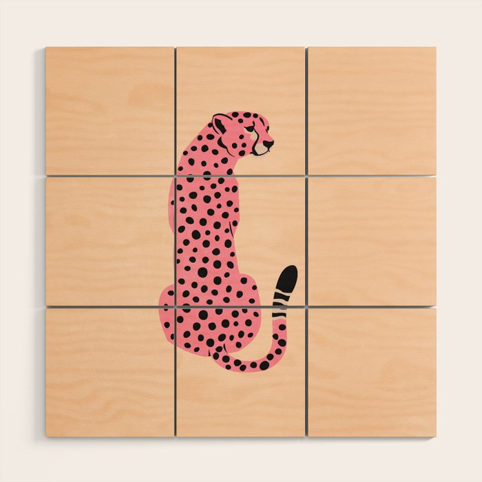 The Stare: Peach Cheetah Edition Wood Wall Art Gallery Image 1