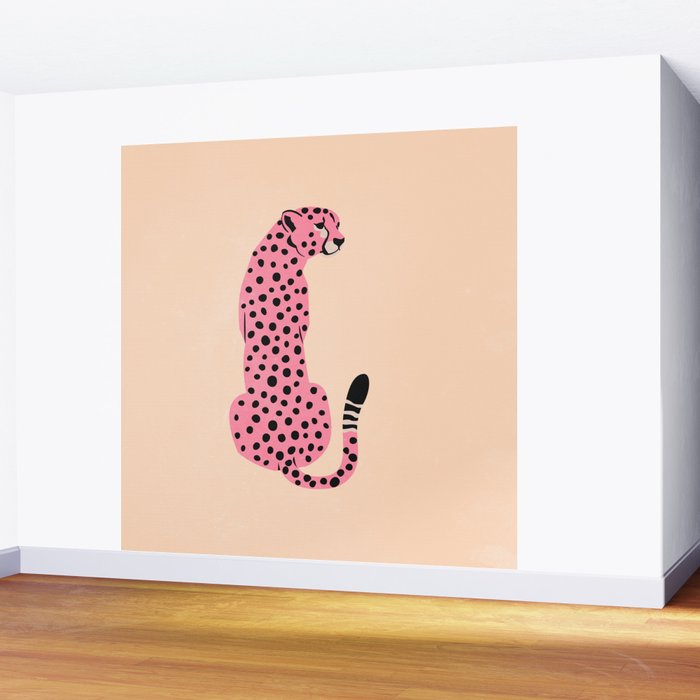 The Stare: Peach Cheetah Edition Wall Mural Gallery Image 2