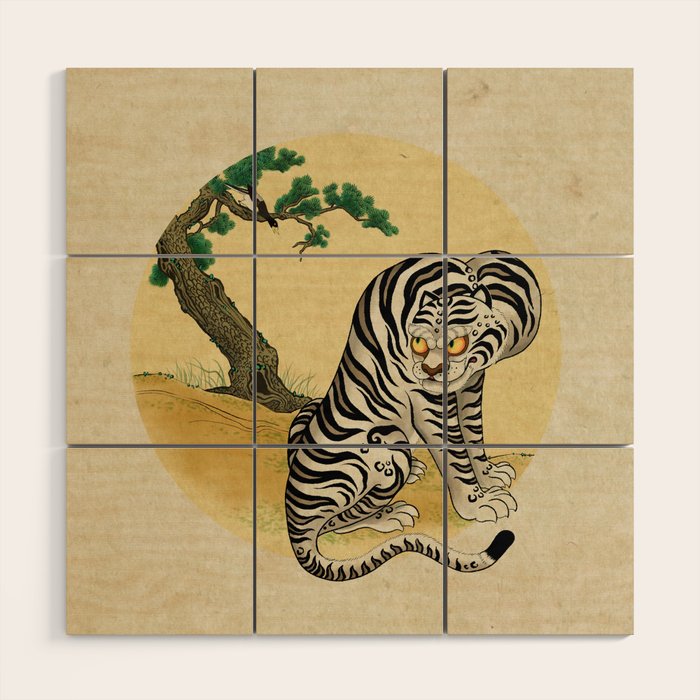 Tiger with magpie type-D : Minhwa-Korean traditional/folk art Wood Wall Art Gallery Image 1