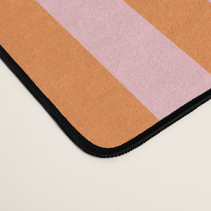 Narrow Stripes Vertical Pattern in Orange and Blush Pink Desk Mat Gallery Image 4
