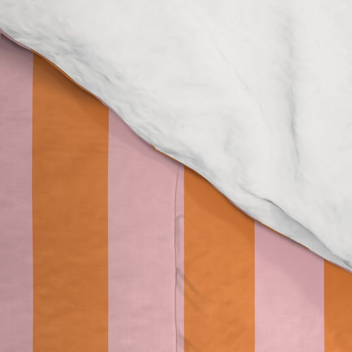 Narrow Stripes Vertical Pattern in Orange and Blush Pink Comforter Gallery Image 4