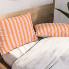 Narrow Stripes Vertical Pattern in Orange and Blush Pink Pillow Sham Gallery Image 2