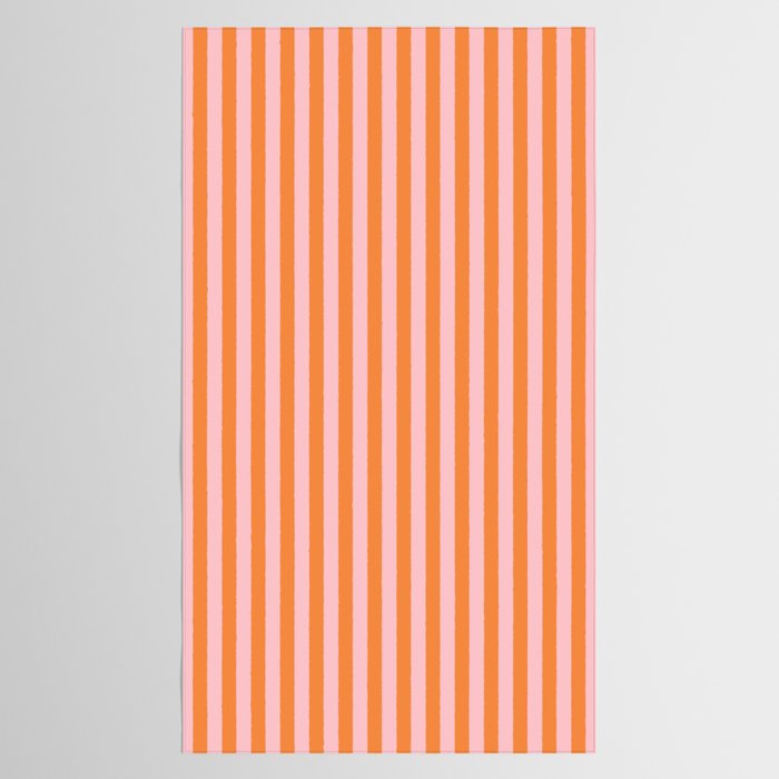 Narrow Stripes Vertical Pattern in Orange and Blush Pink Tablecloth Gallery Image 2