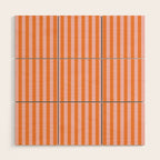 Narrow Stripes Vertical Pattern in Orange and Blush Pink Wood Wall Art Gallery Image 1