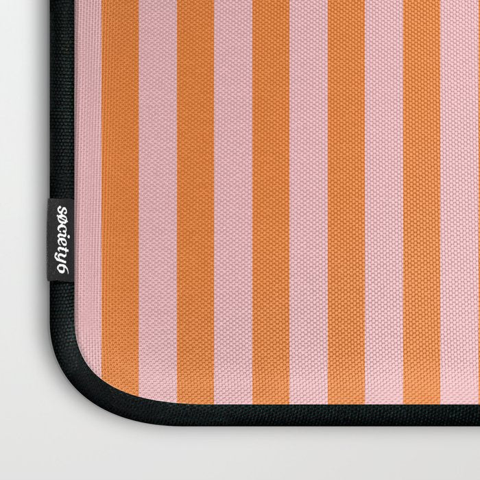 Narrow Stripes Vertical Pattern in Orange and Blush Pink Laptop Sleeve Gallery Image 3