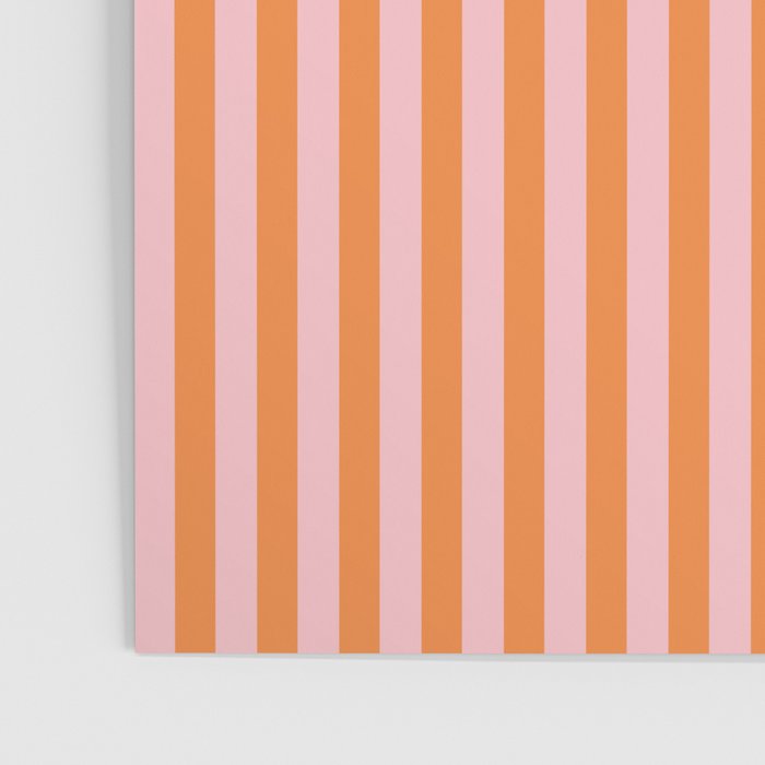 Narrow Stripes Vertical Pattern in Orange and Blush Pink Poster Gallery Image 3