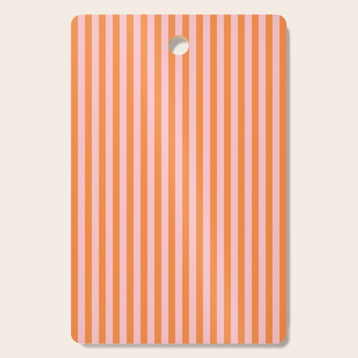 Narrow Stripes Vertical Pattern in Orange and Blush Pink Cutting Board Gallery Image 1