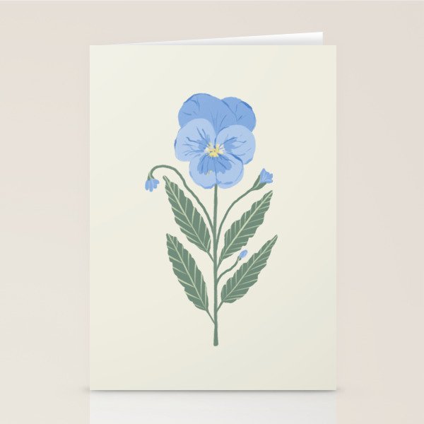 Blue Pansy Floral Repeat Stationery Card Gallery Image 1