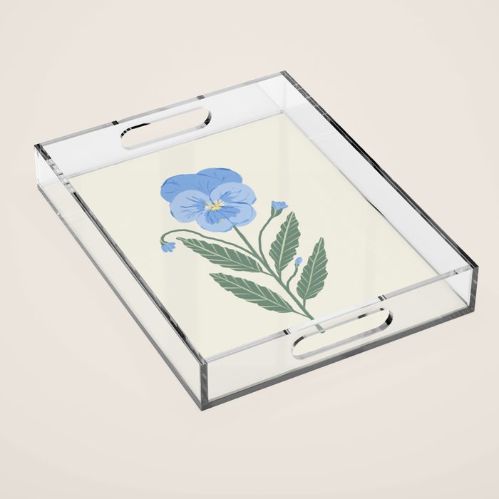 Blue Pansy Floral Repeat Acrylic Tray Gallery Image 1