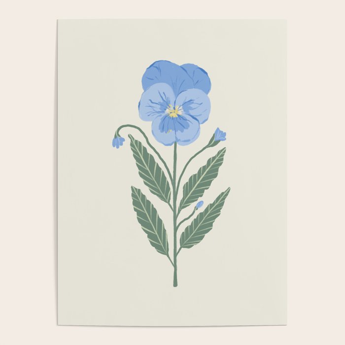 Blue Pansy Floral Repeat Poster Gallery Image 4