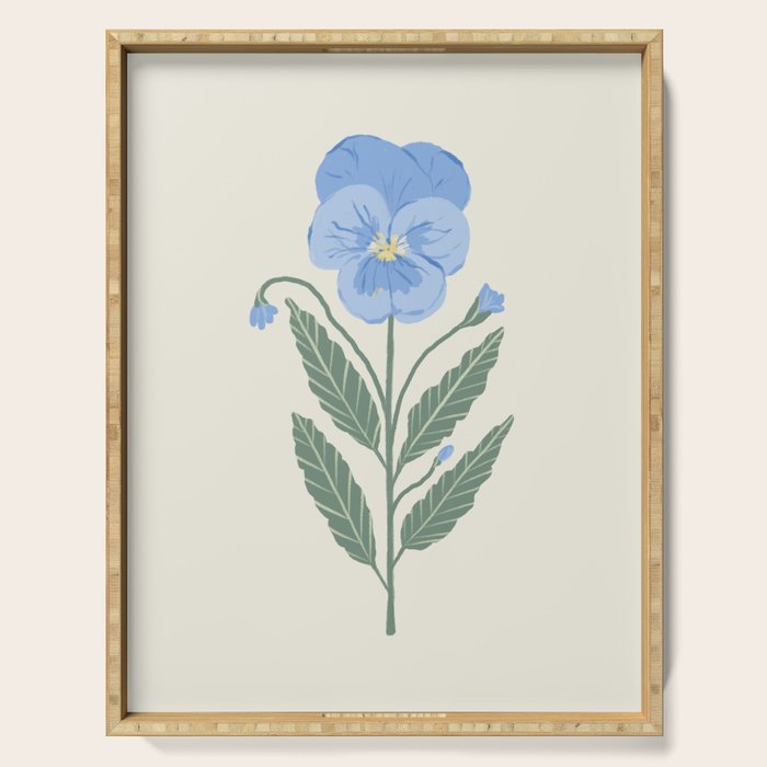Blue Pansy Floral Repeat Serving Tray Gallery Image 1