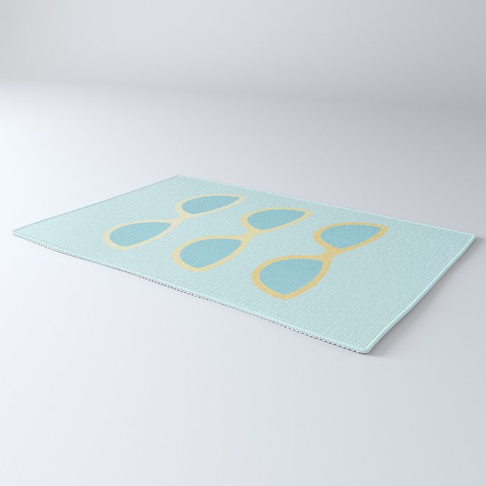 Yellow and blue retro sunglasses Rug Gallery Image 3