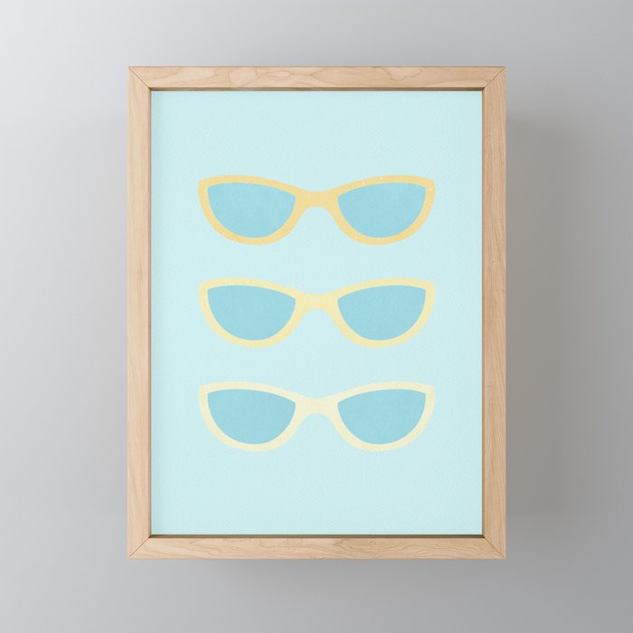 Yellow and blue retro sunglasses Mini Art Print Gallery Image 1