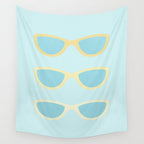 Yellow and blue retro sunglasses Wall Tapestry Gallery Image 4