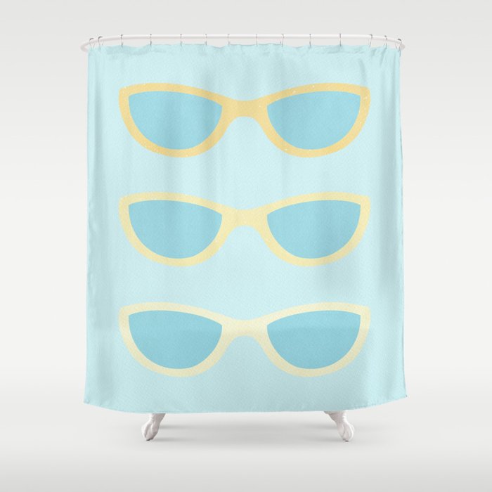 Yellow and blue retro sunglasses Shower Curtain Gallery Image 1