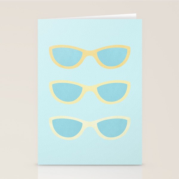 Yellow and blue retro sunglasses Stationery Card Gallery Image 2