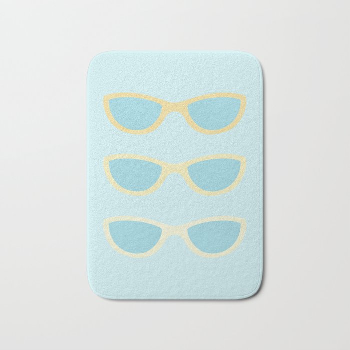Yellow and blue retro sunglasses Bath Mat Gallery Image 1