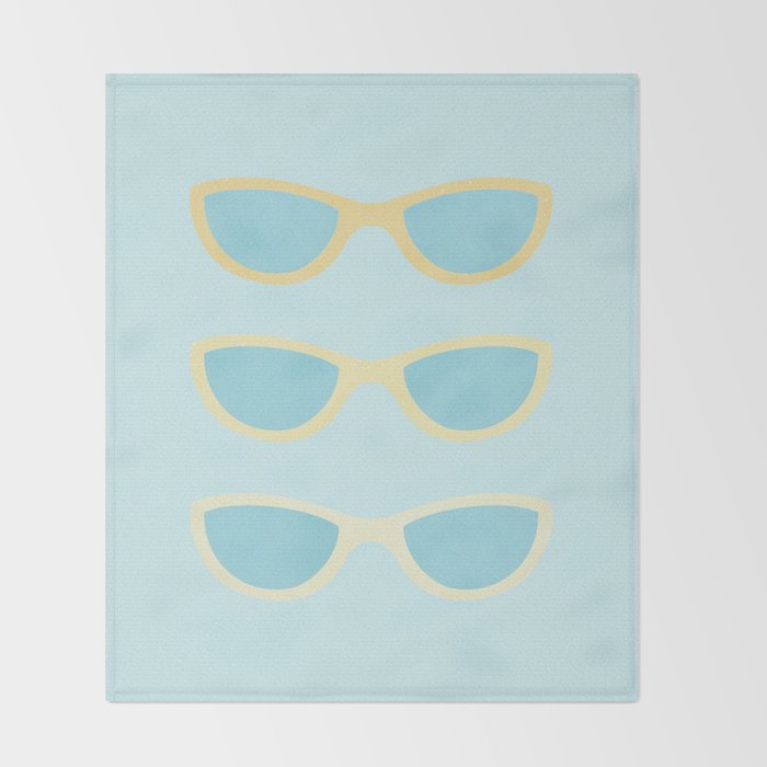 Yellow and blue retro sunglasses Throw Blanket Gallery Image 2