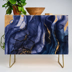 Midnight Dark Blue Marble Alcohol Ink Marble Art Flashes Credenza Gallery Image 1