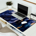 Midnight Dark Blue Marble Alcohol Ink Marble Art Flashes Desk Mat Gallery Image 2