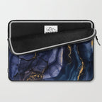 Midnight Dark Blue Marble Alcohol Ink Marble Art Flashes Laptop Sleeve Gallery Image 2