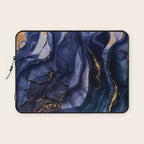 Midnight Dark Blue Marble Alcohol Ink Marble Art Flashes Laptop Sleeve Gallery Image 1
