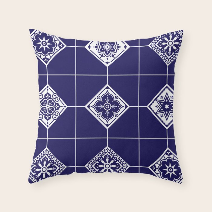 Talavera Mexican Tile - Porcelain Palette Throw Pillow Gallery Image 1