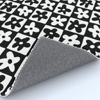 Black and white checkered floral pattern art Rug Gallery Image 4