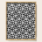 Black and white checkered floral pattern art Serving Tray Gallery Image 1