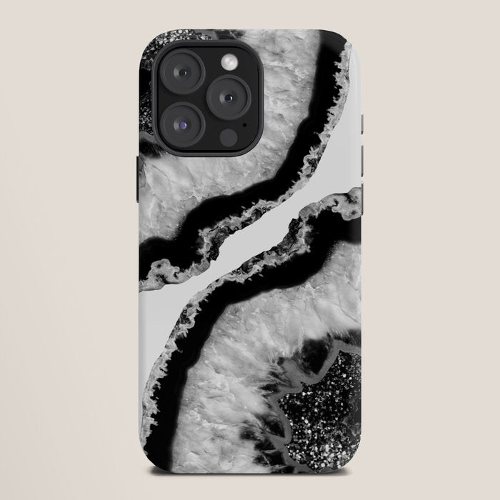 Gray Black White Agate Glitter Glamor #2 (Faux Glitter) #gem #decor #art #society6 iPhone Case Gallery Image 12