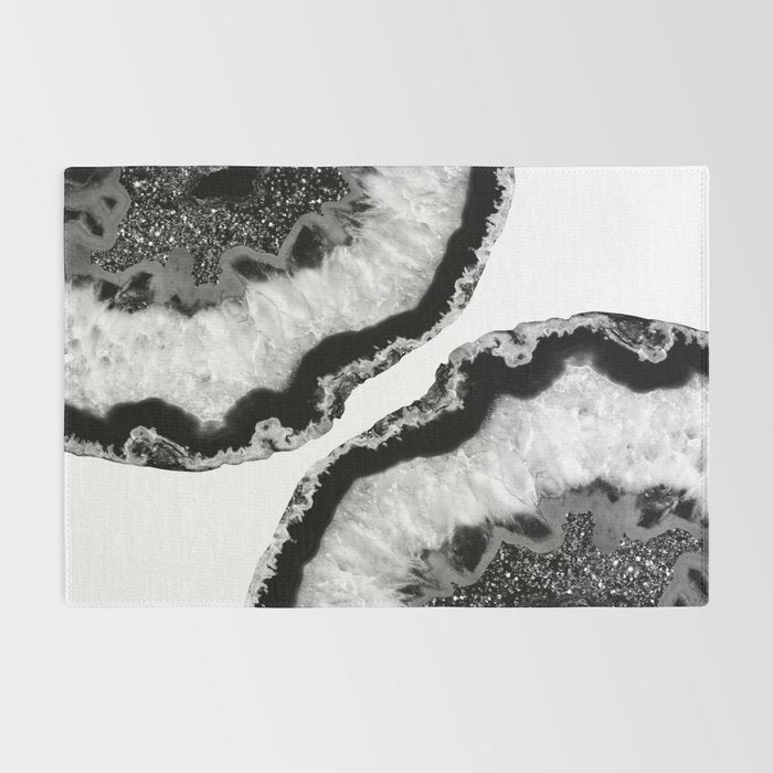 Gray Black White Agate Glitter Glamor #2 (Faux Glitter) #gem #decor #art #society6 Rug Gallery Image 2