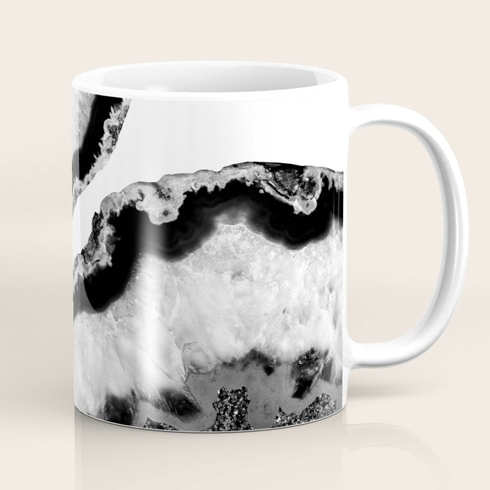 Gray Black White Agate Glitter Glamor #2 (Faux Glitter) #gem #decor #art #society6 Coffee Mug Gallery Image 1