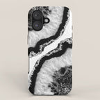 Gray Black White Agate Glitter Glamor #2 (Faux Glitter) #gem #decor #art #society6 iPhone Case Gallery Image 1