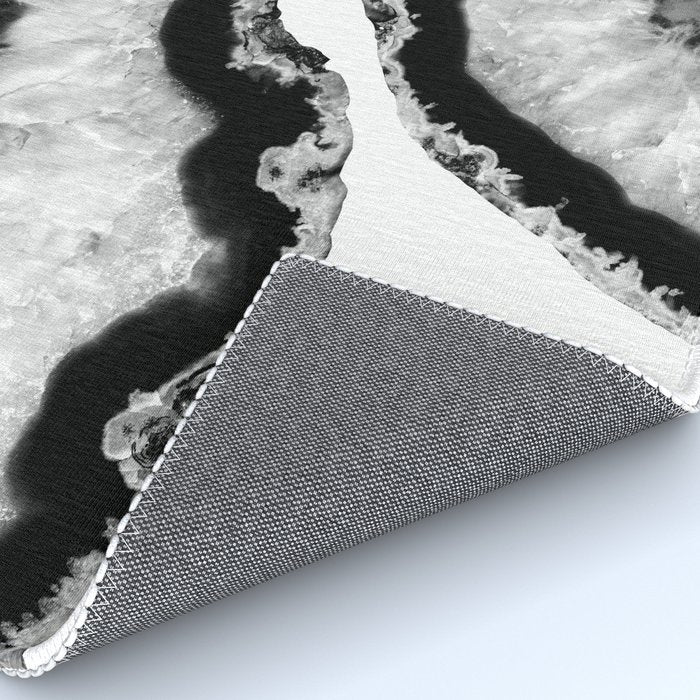 Gray Black White Agate Glitter Glamor #2 (Faux Glitter) #gem #decor #art #society6 Rug Gallery Image 4