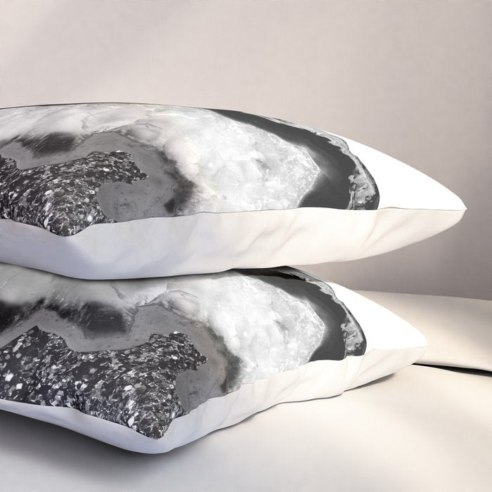 Gray Black White Agate Glitter Glamor #2 (Faux Glitter) #gem #decor #art #society6 Pillow Sham Gallery Image 3